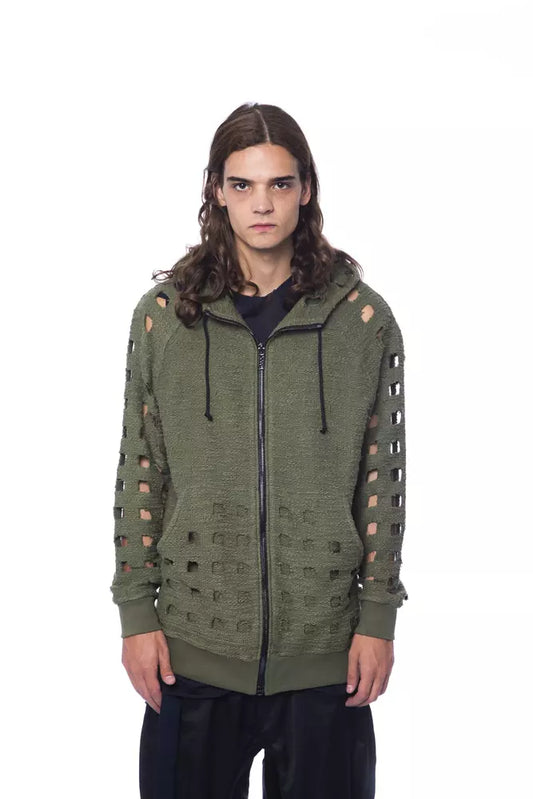 Olive green hoodie with zippered front pocket