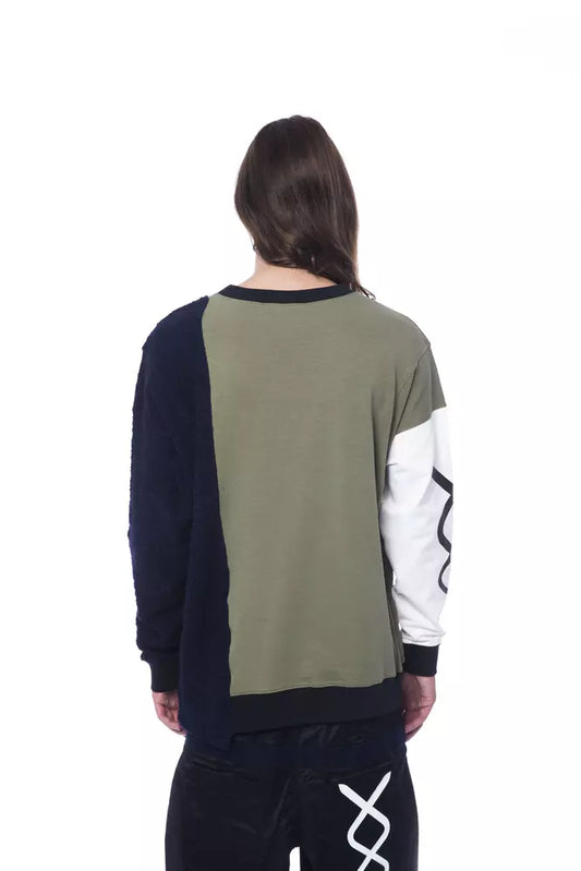 Long sleeve sweater with a color block design on back
