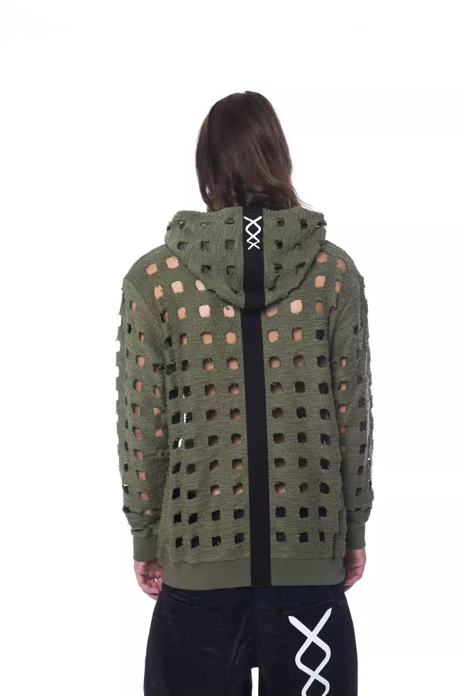 Green hoodie with holes on back
