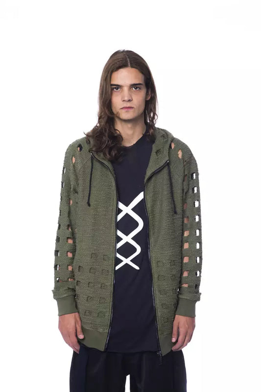 Green jacket with white zigzag design on front