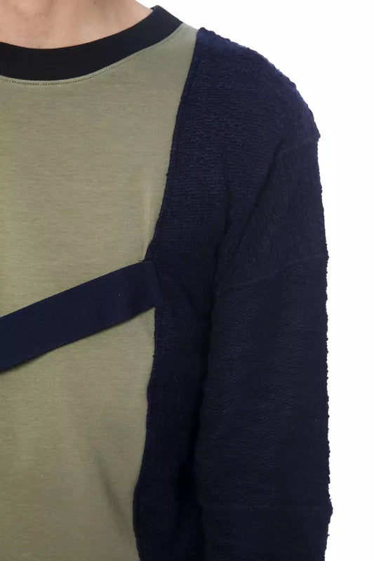 Long sleeve shirt with blue and tan panels