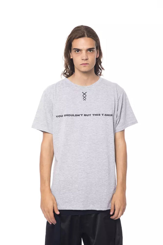 Grey t-shirt with white lettering