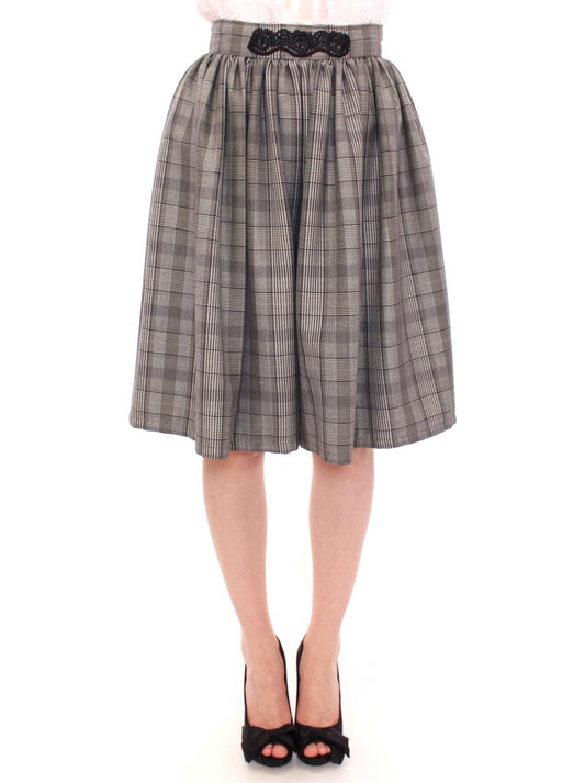 Plaid skirt worn by a woman