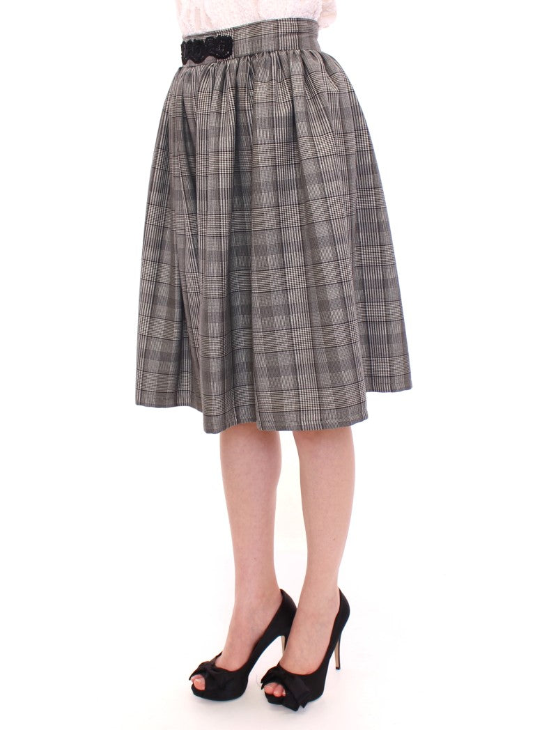Plaid skirt worn by a woman