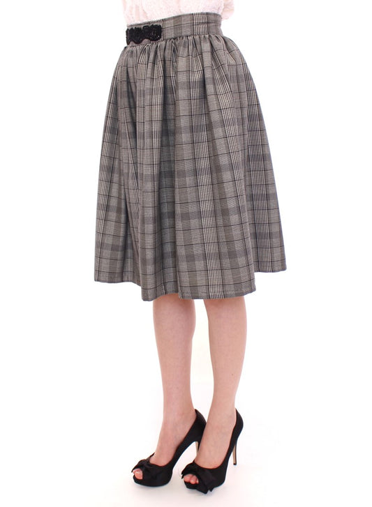 Plaid skirt worn by a woman