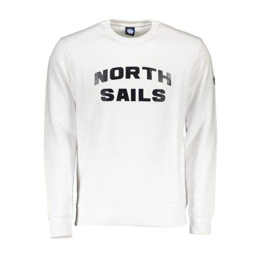 White sweatshirt with "North Sails" printed in black letters