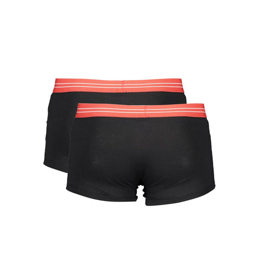 Black cotton men's boxer shorts with red stripe detailing