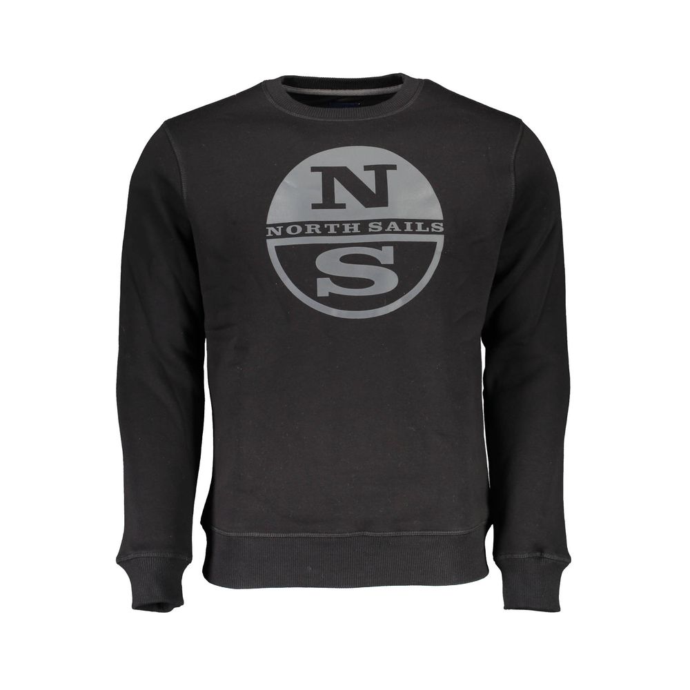 Black sweatshirt with white logo on front