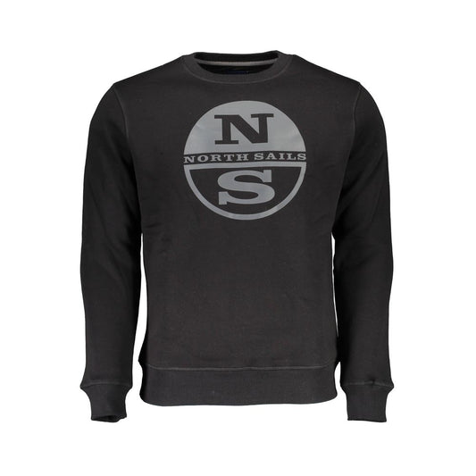 Black sweatshirt with white logo on front