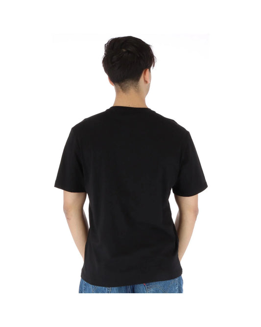 A black cotton t-shirt with a crew neckline