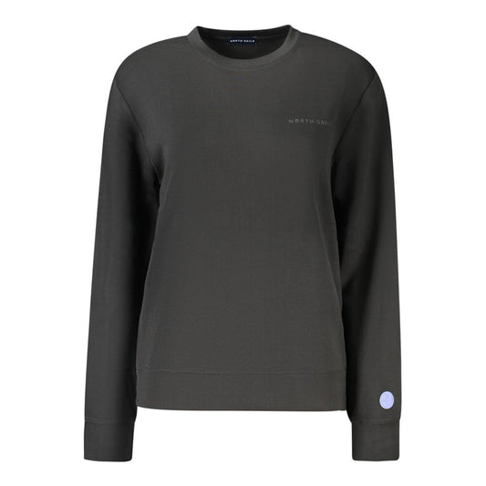 Long sleeve dark heather gray sweatshirt with a small logo on the left chest area