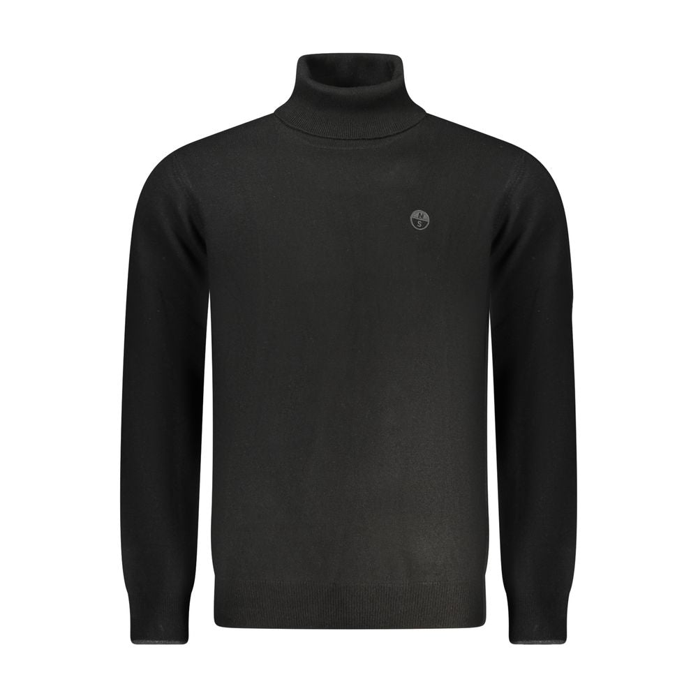 Black turtleneck sweater with logo on chest