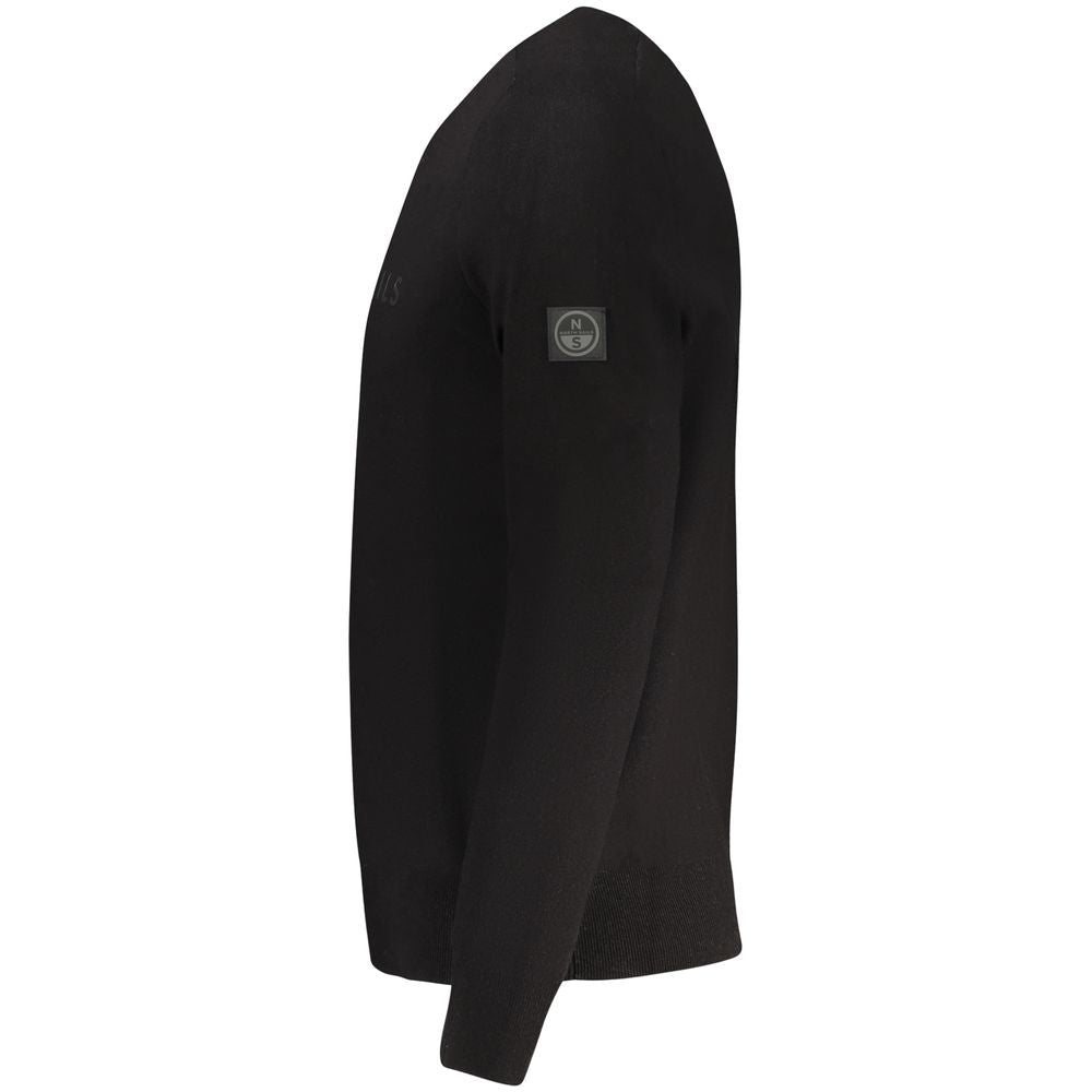 Black sweater with logo on sleeve