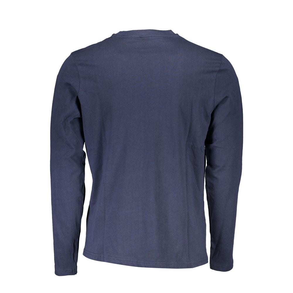 Blue cotton men's long sleeve t-shirt