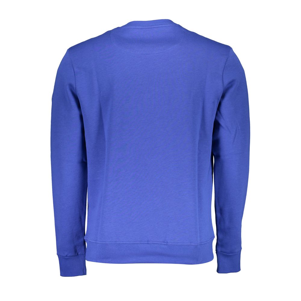 Blue long sleeve sweatshirt on hanger