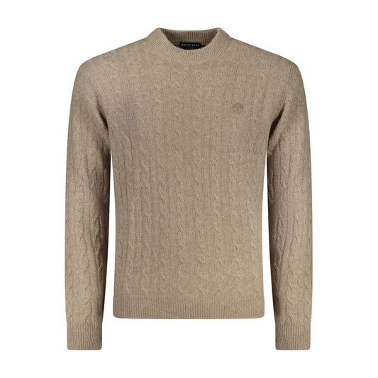 Tan knit sweater with ribbed neckline