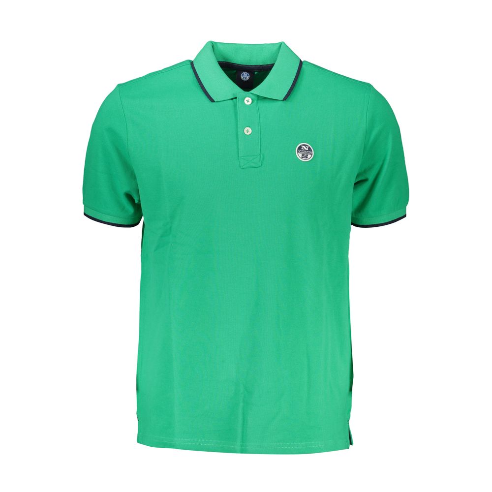 Green polo shirt with collar and buttons