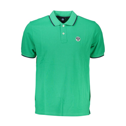 Green polo shirt with collar and buttons