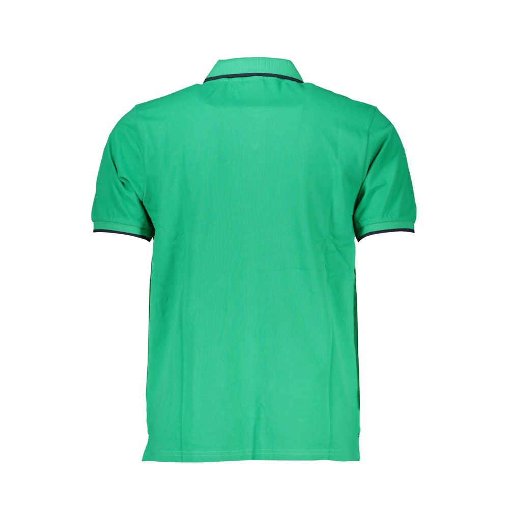 Green polo shirt with short sleeves and collar