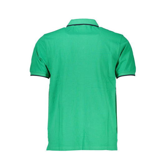 Green polo shirt with short sleeves and collar