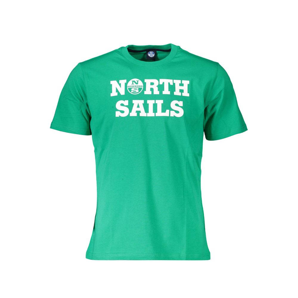 Green t-shirt with white lettering and logo