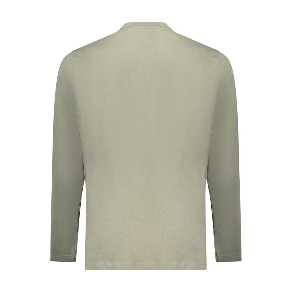 A men's short sleeve t-shirt with a crew neckline and a heathered green color