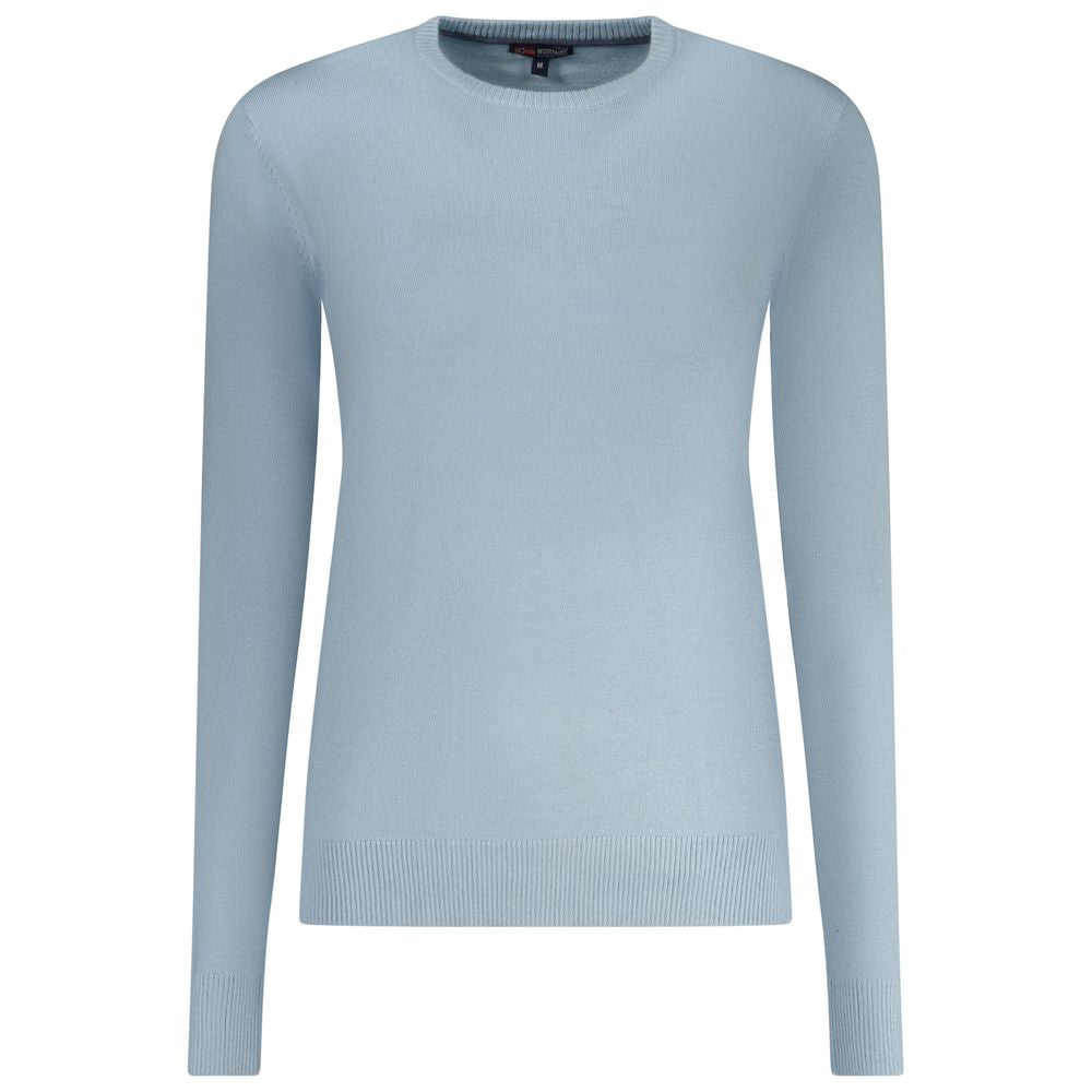 Long sleeve blue sweater on a mannequin
