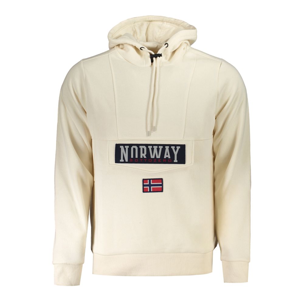 Tan hoodie with Norway logo on front
