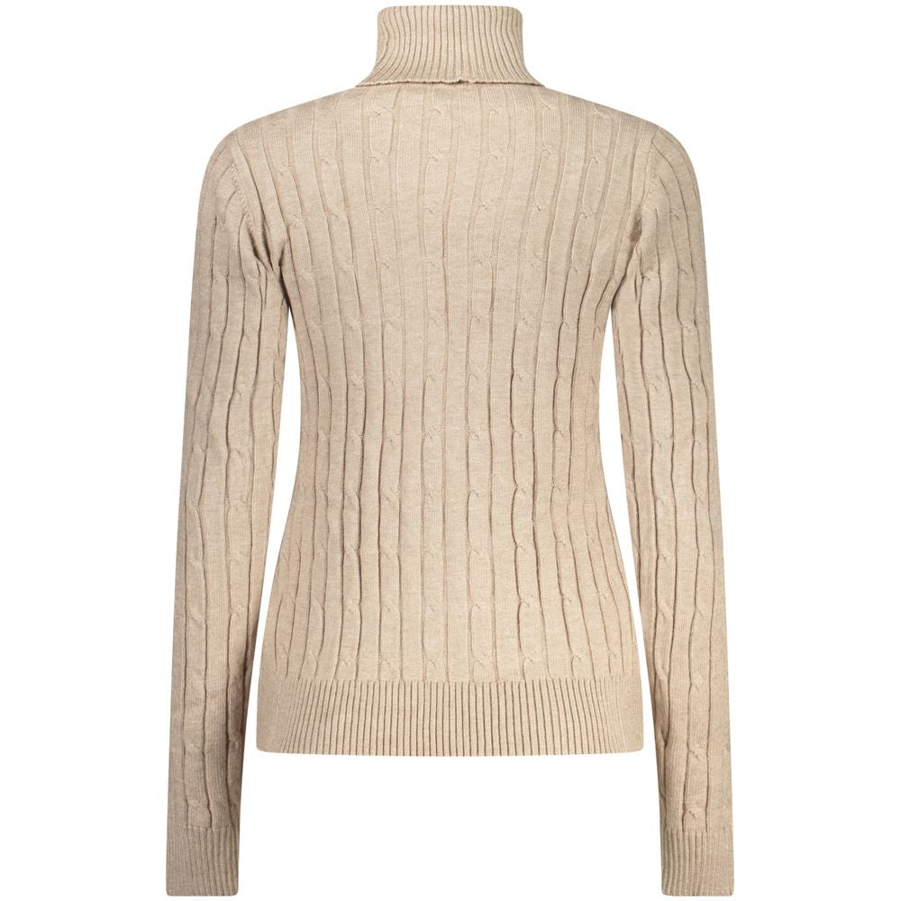 Tan ribbed knit sweater on mannequin