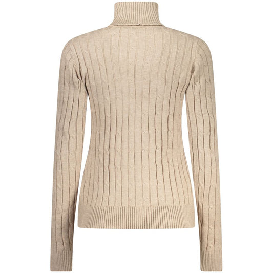 Tan ribbed knit sweater on mannequin