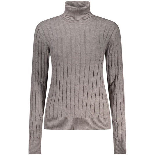 Long sleeve ribbed knit sweater in heather gray
