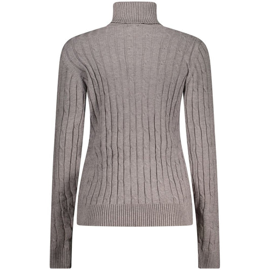 Grey ribbed knit sweater