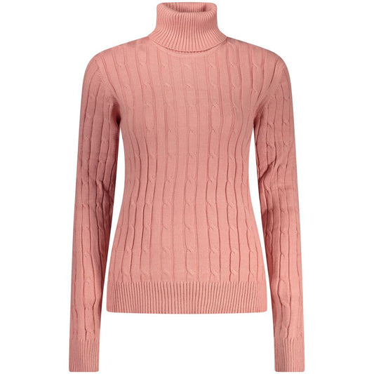 Pink ribbed knit sweater on mannequin
