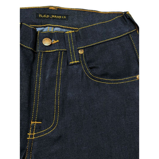 Nudie Jeans blue cotton women's jeans with straight leg and five-pocket design