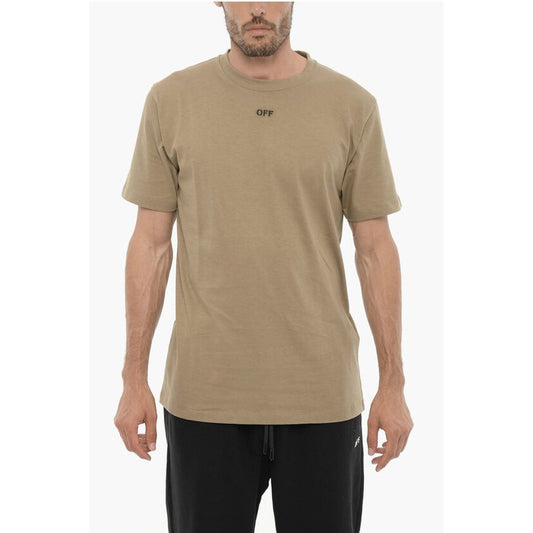 Mannequin wearing olive green t-shirt with logo on front