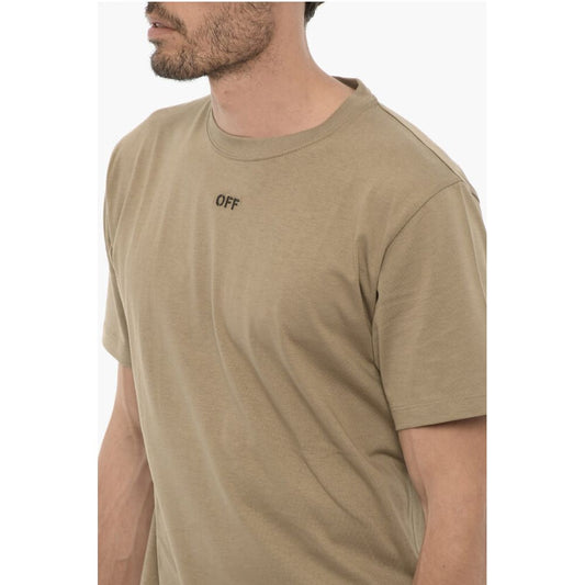 Tan short sleeve t-shirt with small logo on front