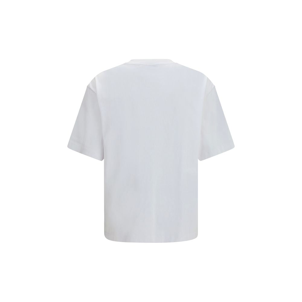 A white cotton t-shirt with short sleeves, displayed against a plain background