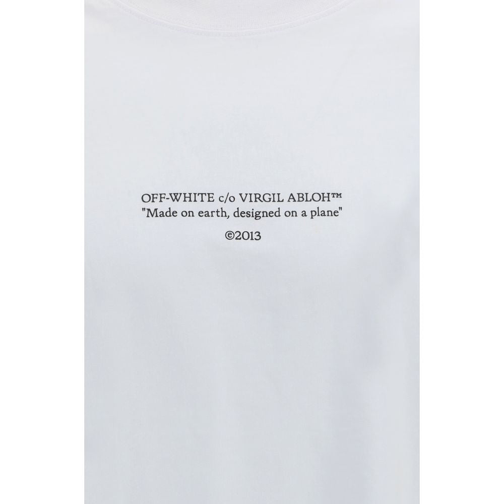 Off-white cotton t-shirt with text on front