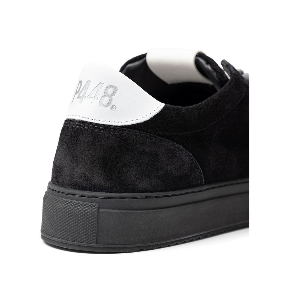 Black and white sneaker with a velvet texture on the upper part
