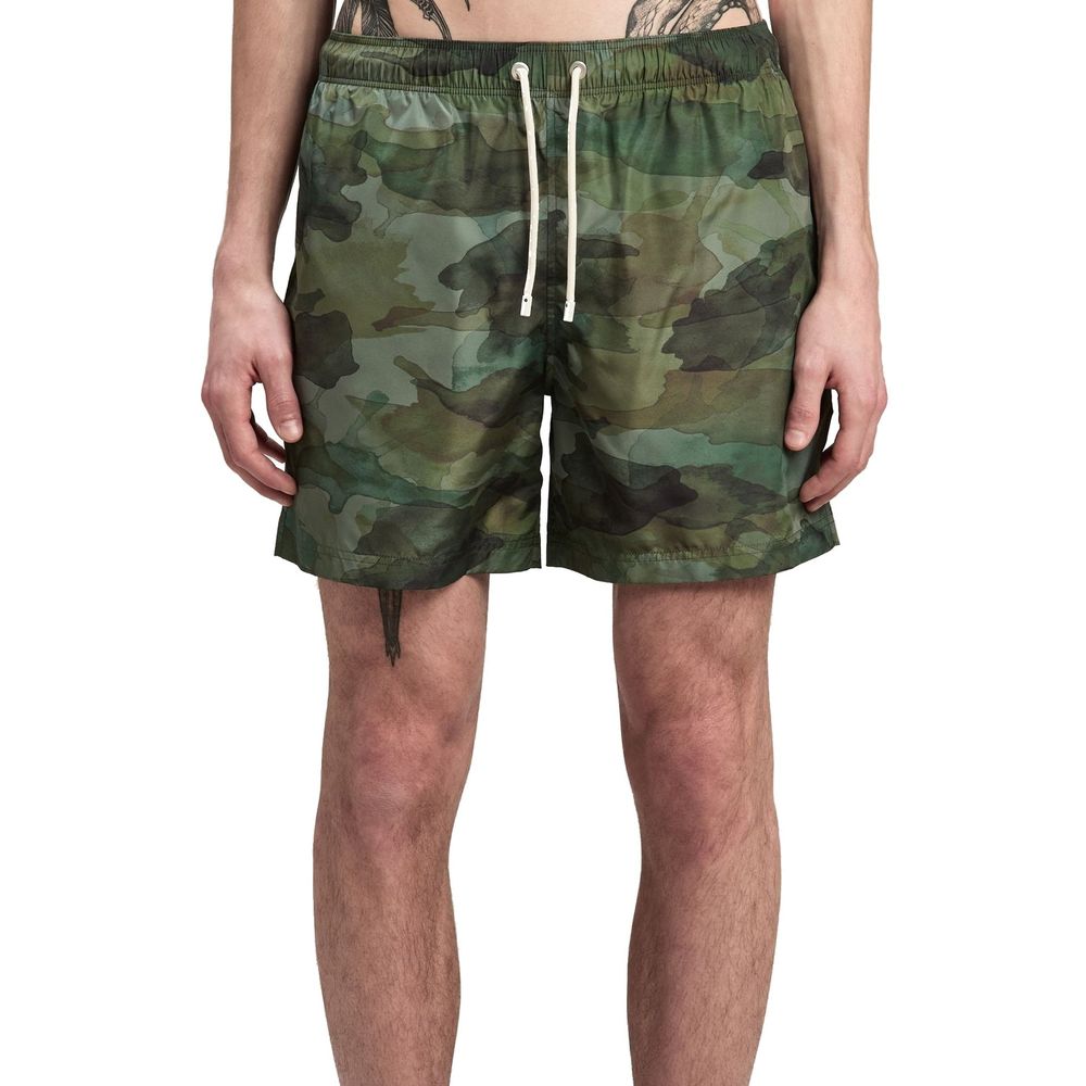 Camouflage patterned swim trunks
