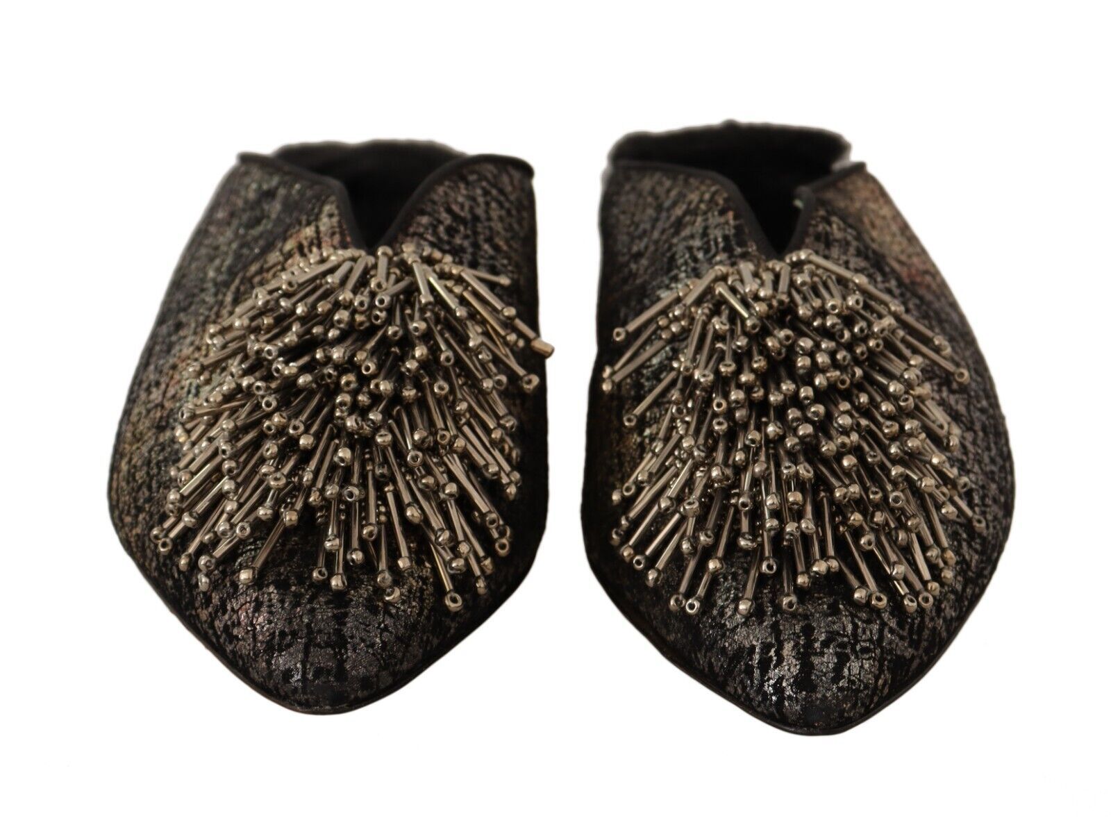Pair of embellished loafers with a floral pattern on top