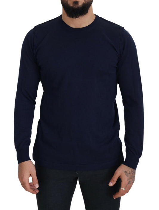 Long sleeve navy blue shirt on man