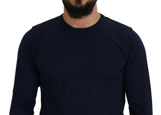 Long sleeve dark blue shirt on a mannequin torso