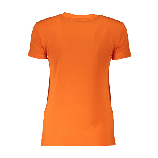Orange women's t-shirt with short sleeves and round neckline