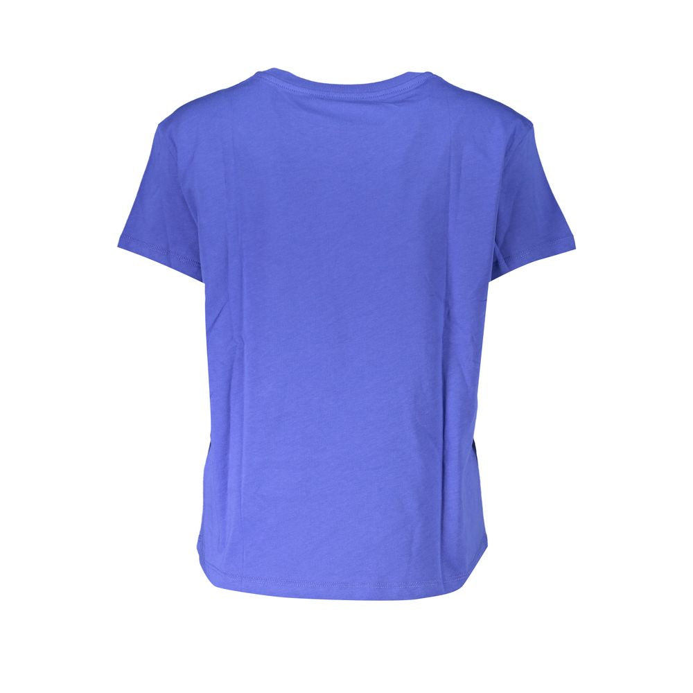 Purple cotton women's t-shirt with short sleeves and round neckline
