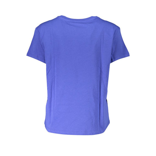Purple cotton women's t-shirt with short sleeves and round neckline