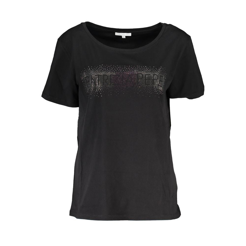 Black short sleeve shirt with sparkly design on front