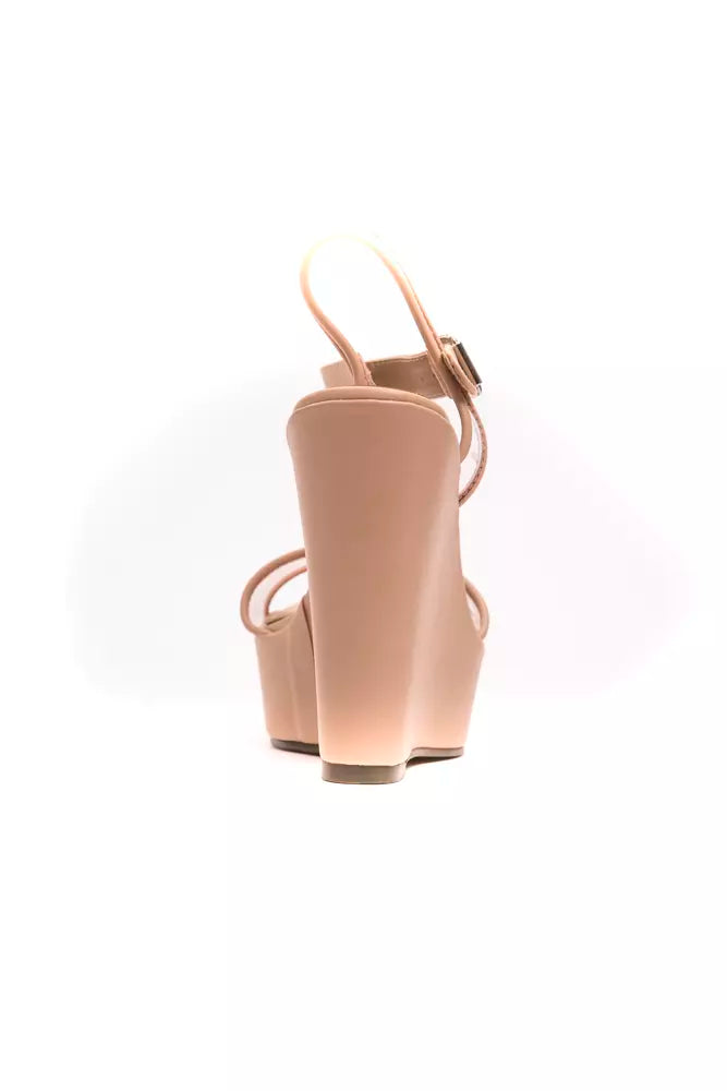 Pair of high heel shoes with ankle strap and buckle closure
