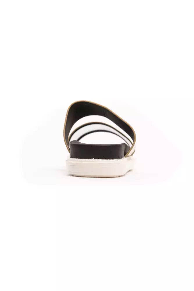 A single shoe against a neutral background. It appears to be a women's flat with a strap design, featuring a combination