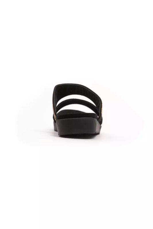 Black sandal with open toe and ankle strap
